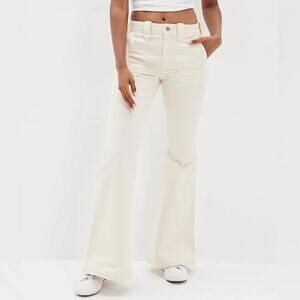 American Eagle Outfitters Cream Flare Pants